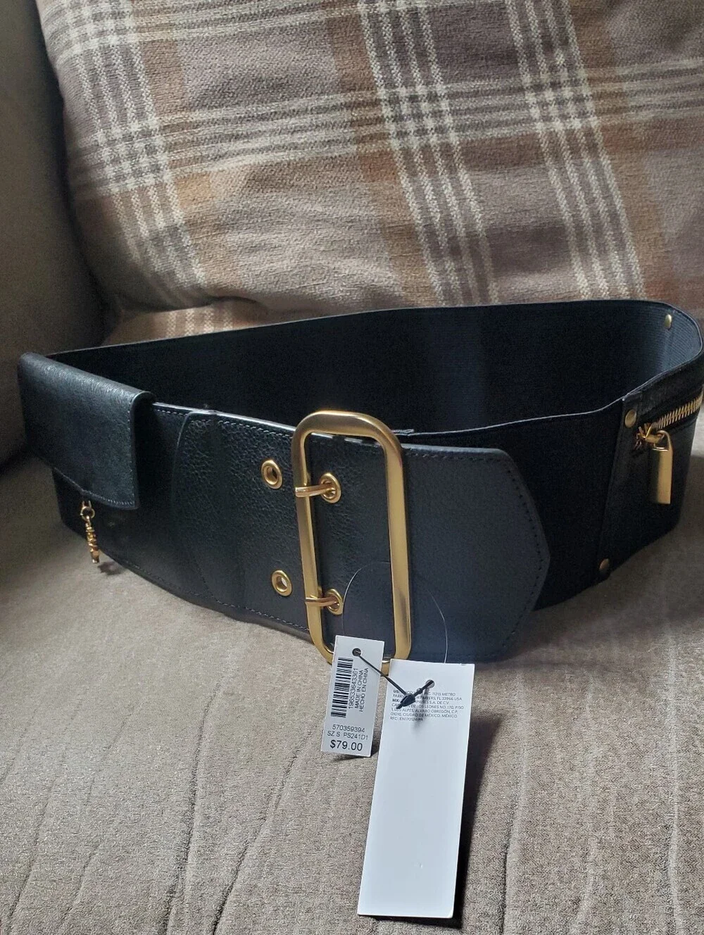 White House Black Market (WHBM) Leather & Elastic Utility Belt Size Small